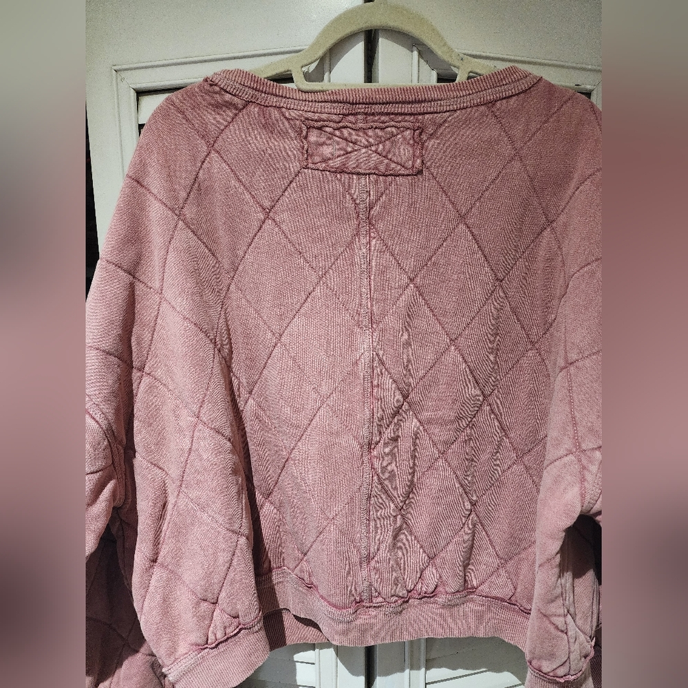 Free People We The Free Mirage Pullover Sweatshirt Top Diamond Quilted L NWT - Picture 8 of 9